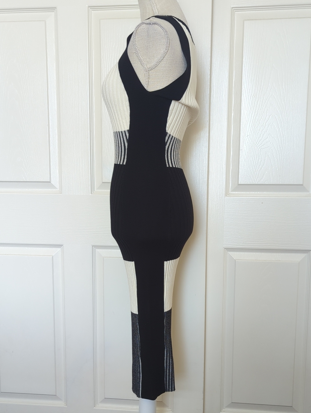 Karen Millen colorblock ribbed knit Midi dress - Picture 4 of 7